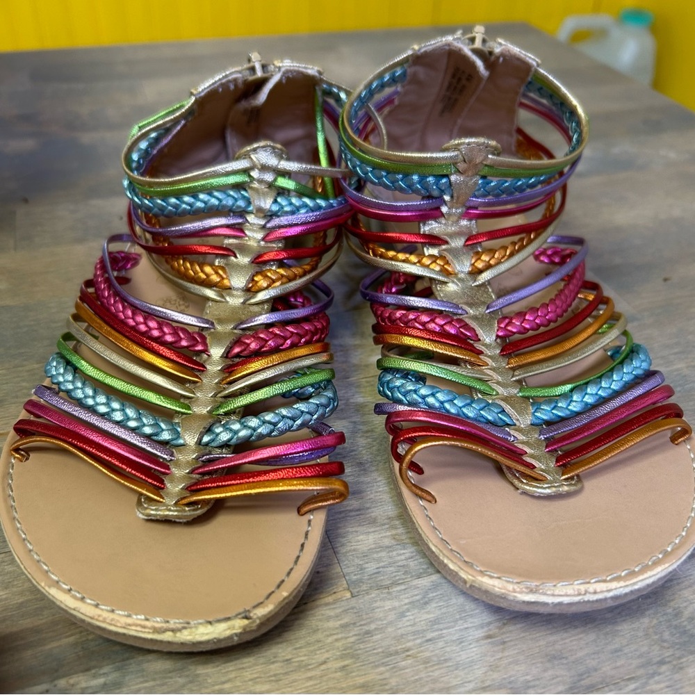 Olive & Edie Girl’s Rainbow Gladiator Sandals - Size 4